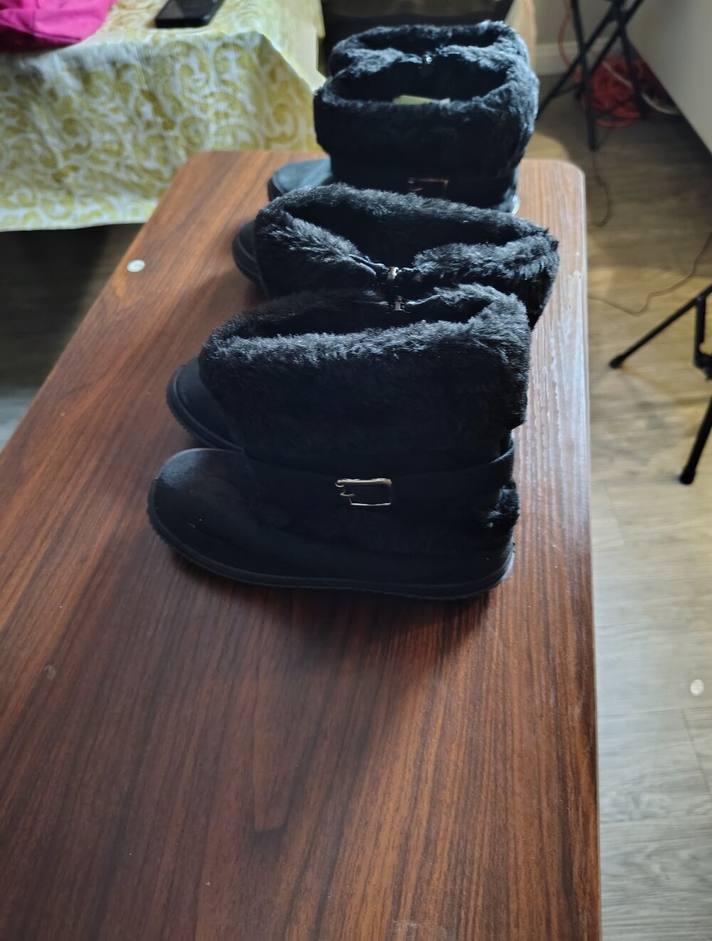 Booties Youth Cozy Faux-Fur Winter Ankle Boots - Black Lot 2 Piece